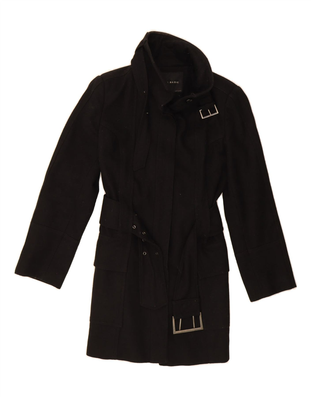 ZARA Womens Overcoat UK 16 Large Black Wool Vintage Zara and Second-Hand Zara from Messina Hembry 