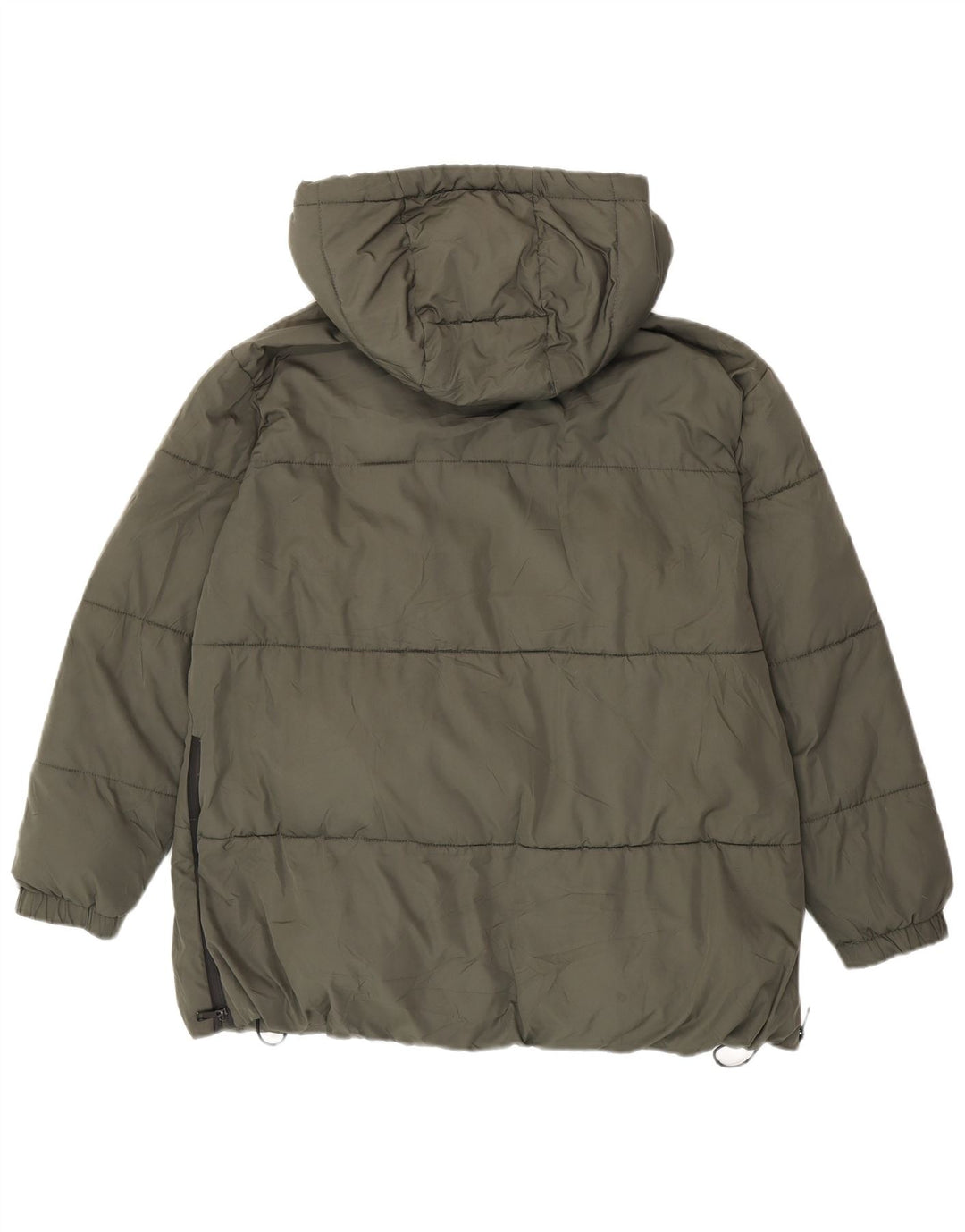 Zara Mujer Chaqueta Acolchada Extragrande Con Capucha UK 44 Poliéster Verde Medio