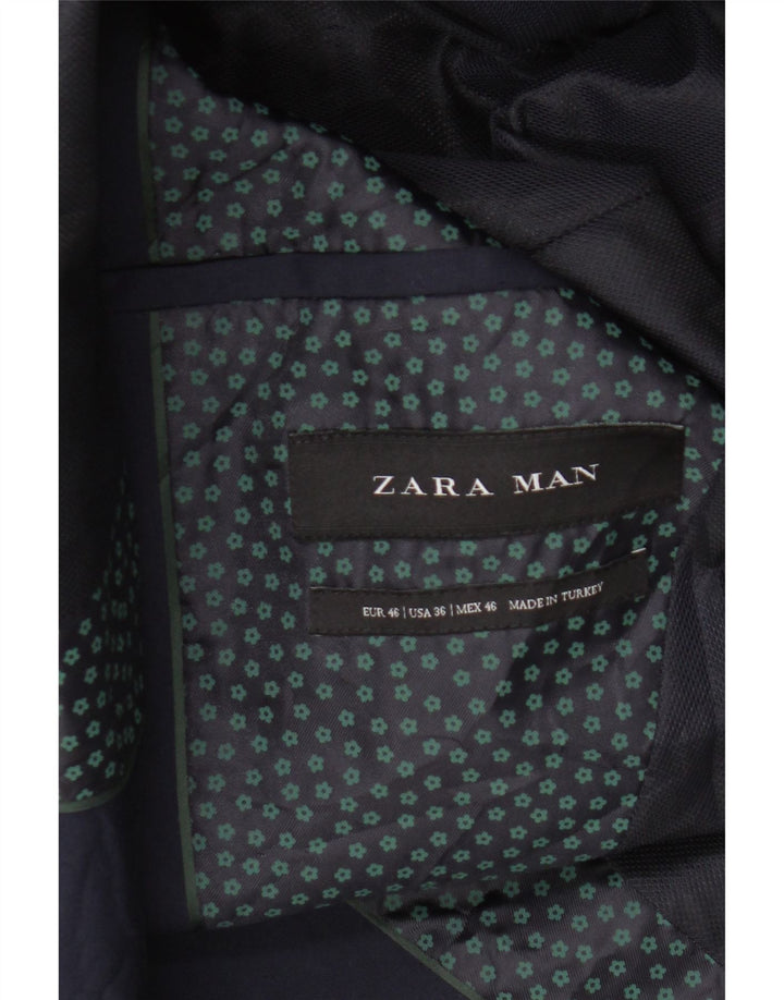 Zara Chaqueta tipo blazer de 2 botones para hombre EU 46 Small Azul marino