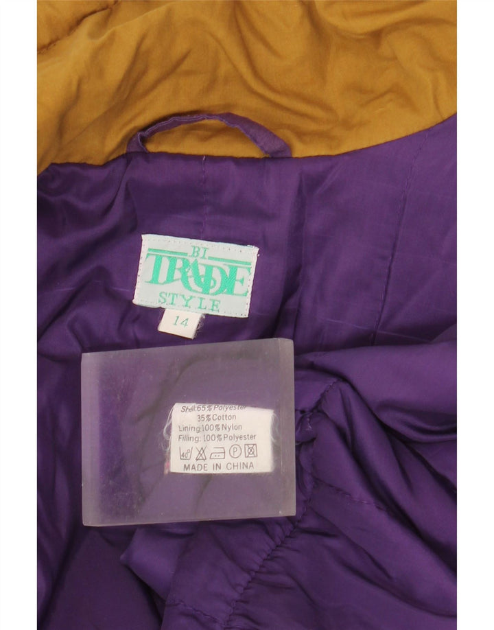 Vintage mujer oversized cortavientos abrigo Reino Unido 14 poliéster púrpura grande