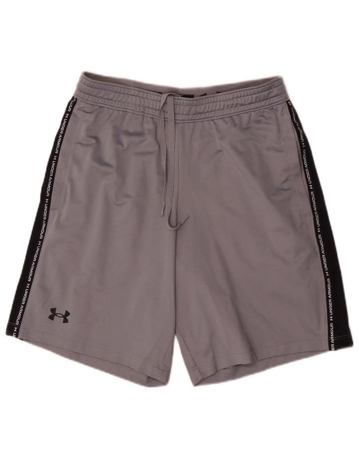 Under Armour Hombre Pantalones cortos deportivos con estampado de poliéster color block en gris medio