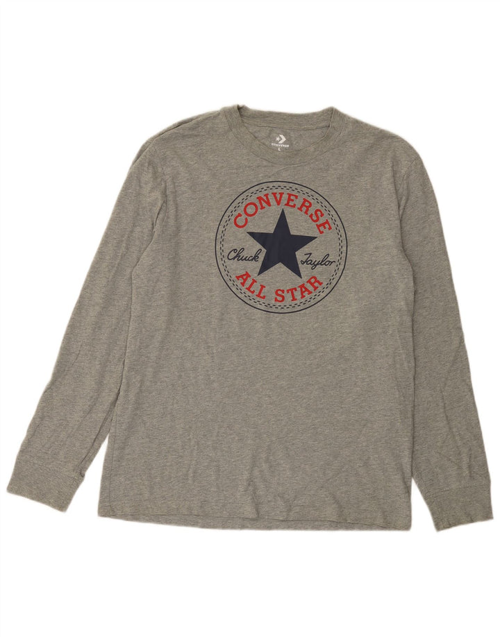 CONVERSE Hombre Chuck Taylor Graphic Top Manga Larga Algodón Gris Grande