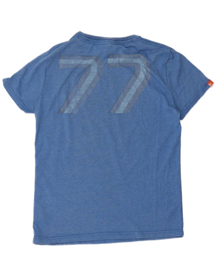 Superdry Hombre Camiseta Gráfica Top Poliéster Azul Medio