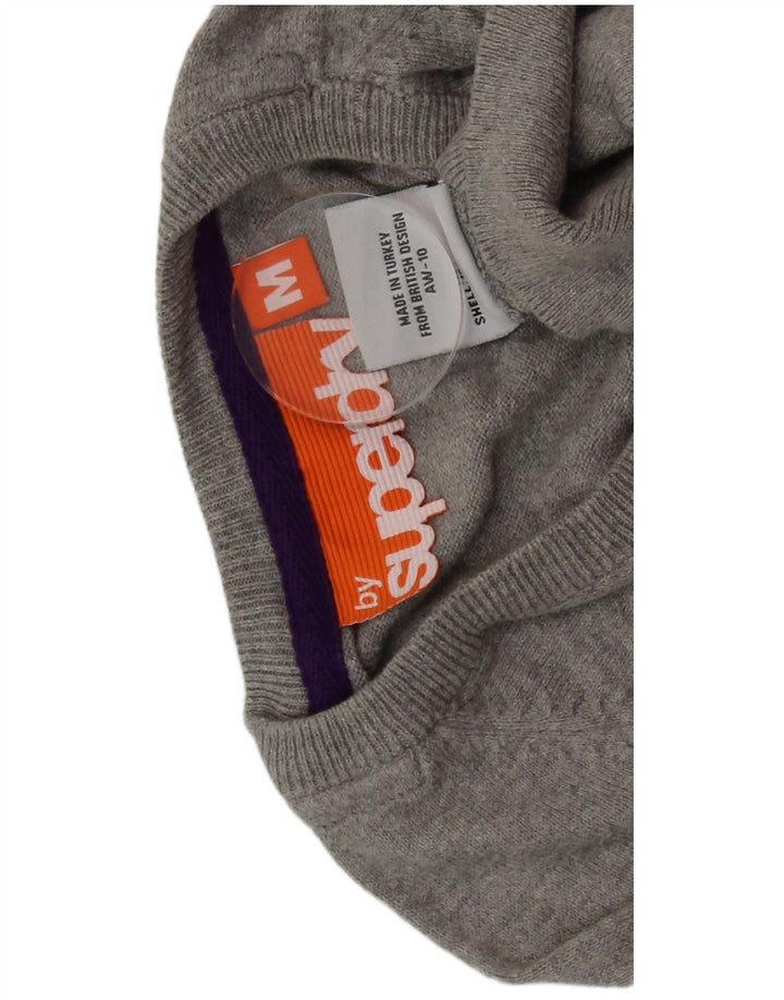 SUPERDRY Jersey con cuello en V para hombre de algodón gris medio