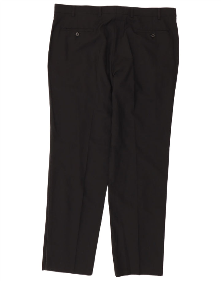 Marks & Spencer Pantalón de traje recto para hombre W40 L33 Lana negra