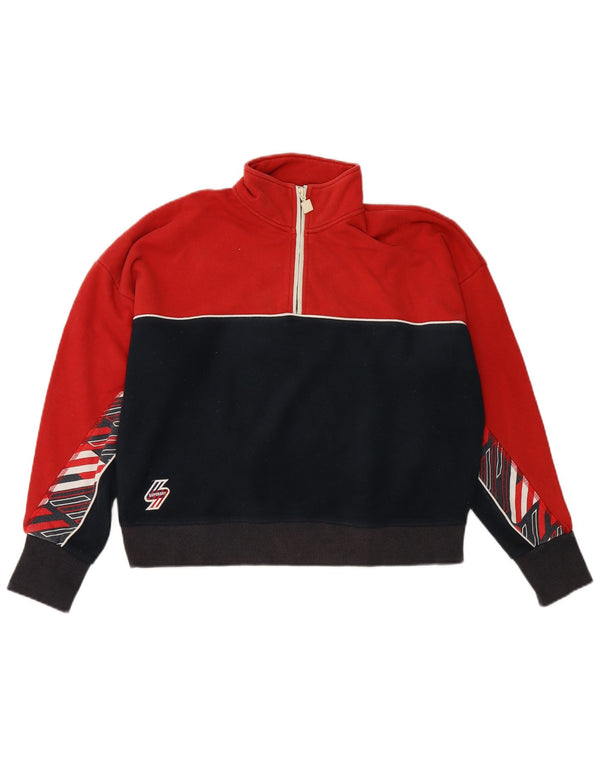 SUPERDRY Jersey corto de forro polar extragrande para mujer UK 46 Large Red Colourblock