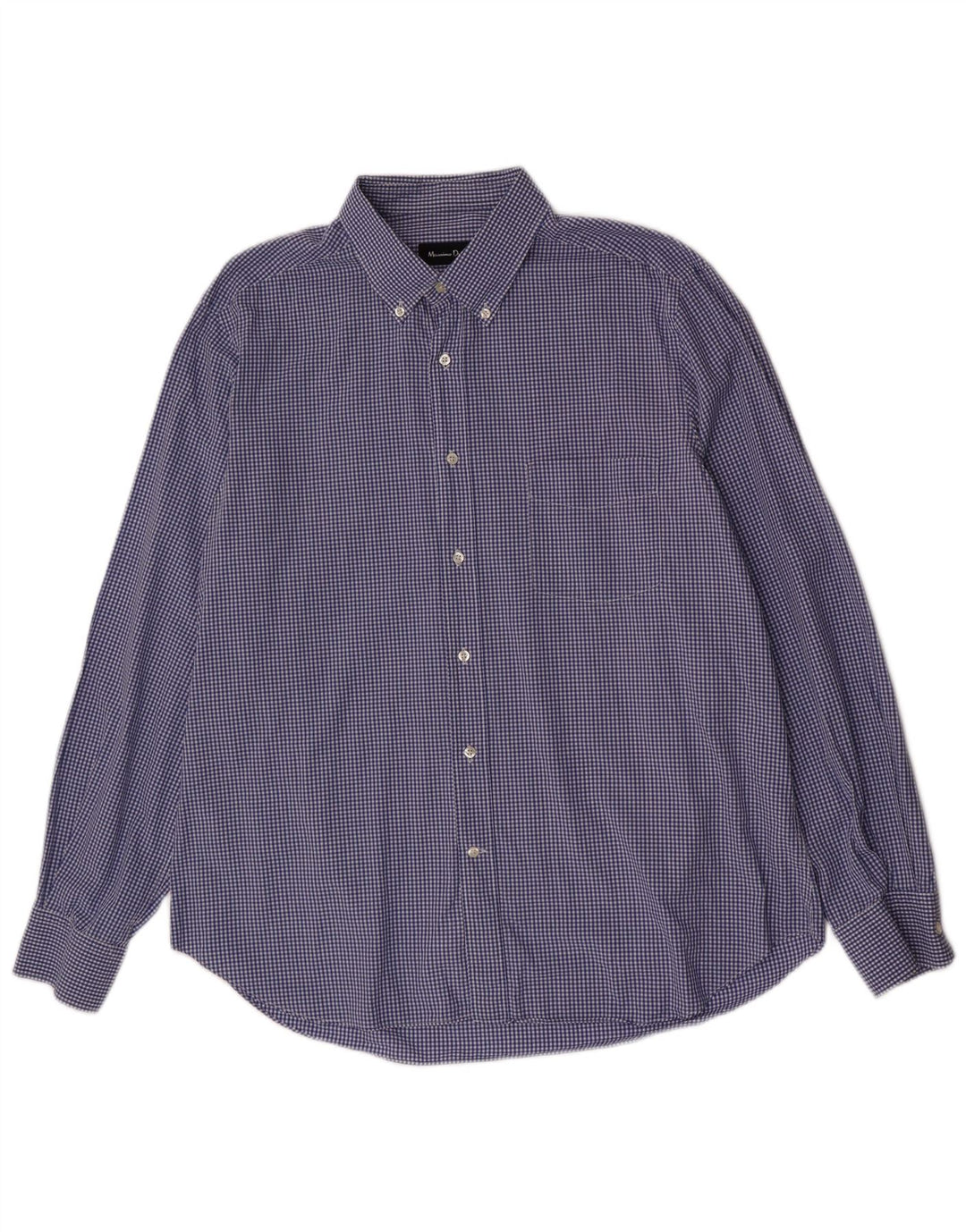 Camisa Hombre Massimo Dutti 2XL Algodón Vichy Azul