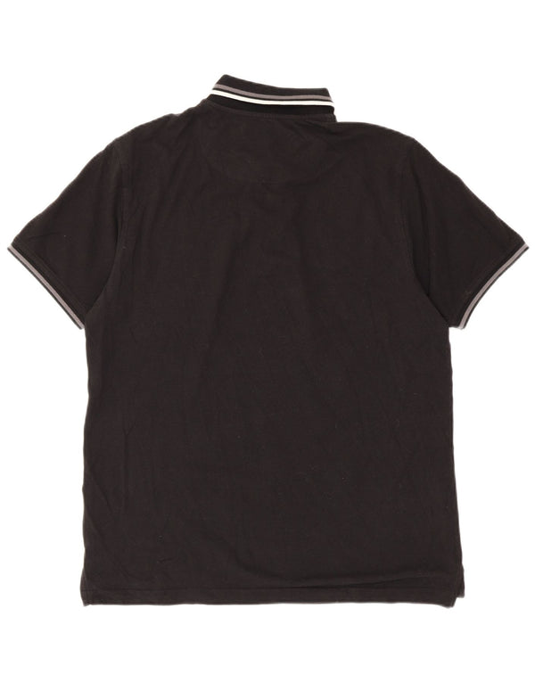 Pierre Cardin Polo para hombre grande de algodón negro