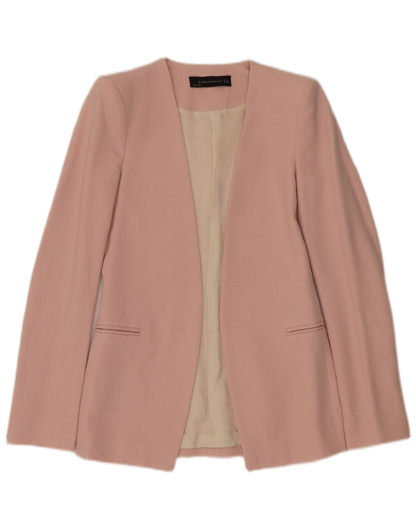 Zara Chaqueta Americana Abierta para Mujer UK 6 XS Viscosa Rosa