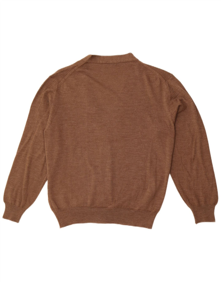 Vintage mujer Cardigan suéter Reino Unido 14 lana marrón grande