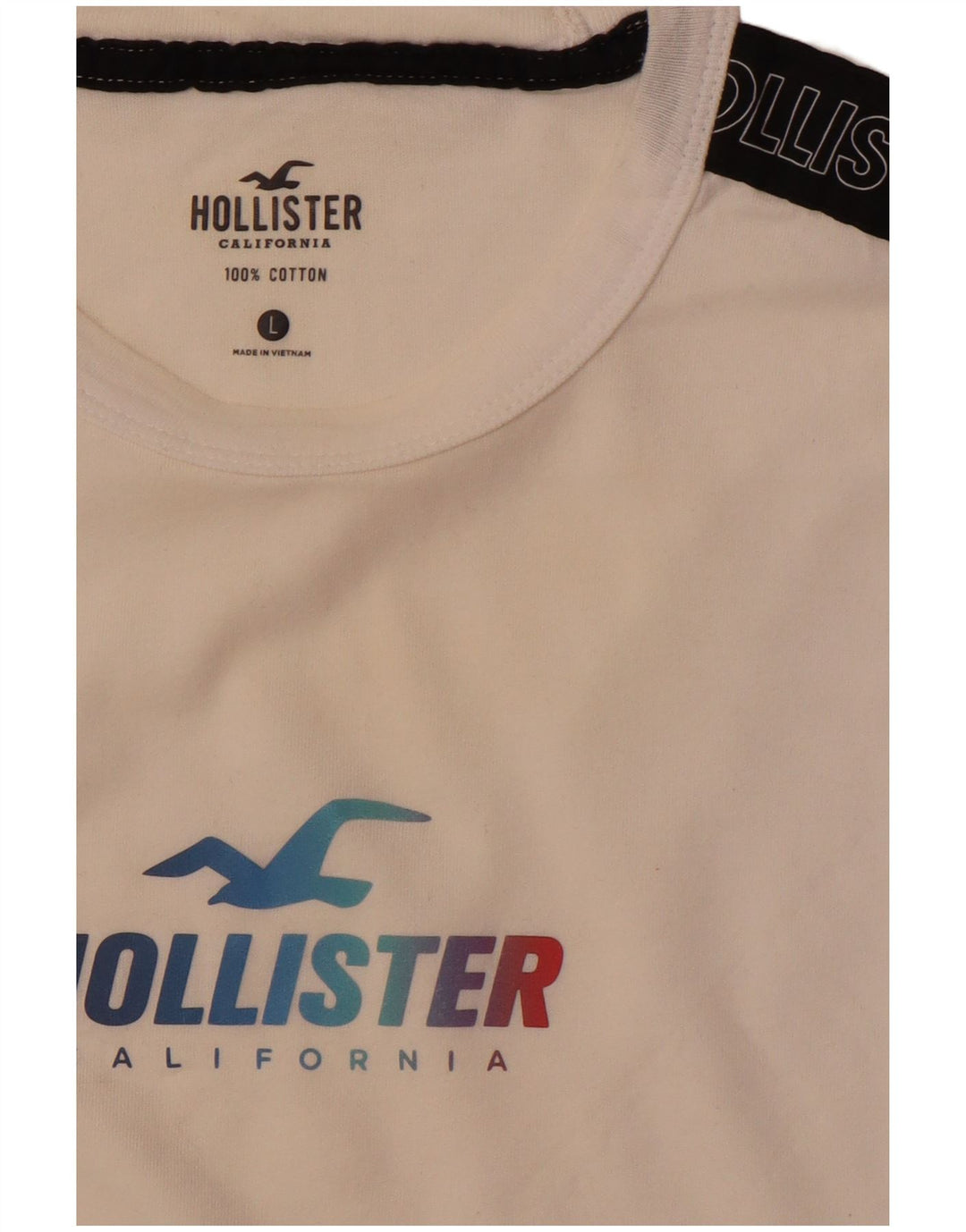 HOLLISTER Top gráfico de manga larga de algodón blanco con bloques de color para hombre