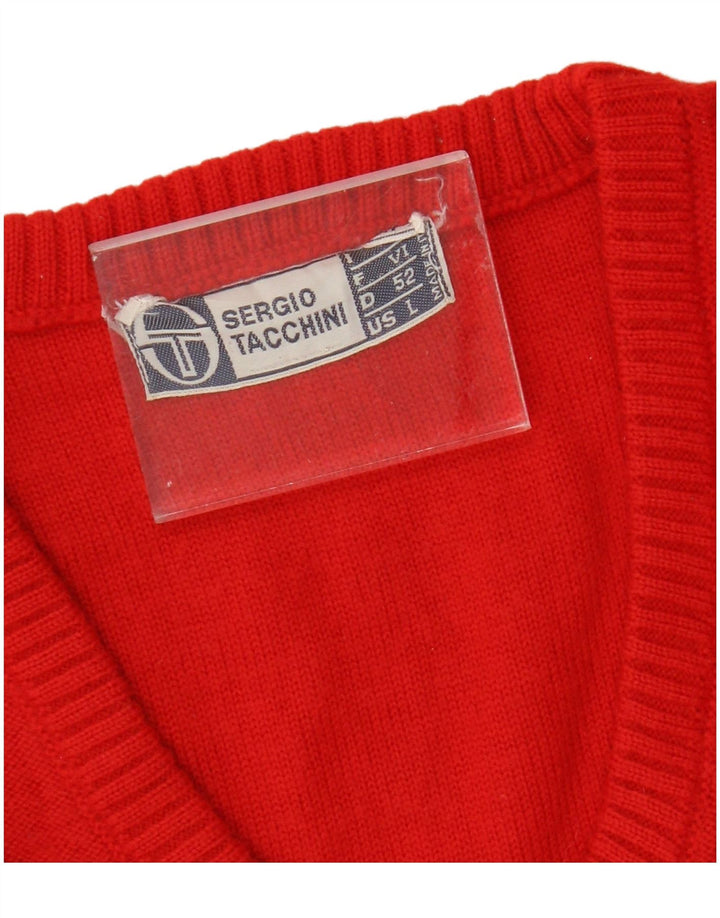 SERGIO TACCHINI Jersey con cuello en V para mujer UK 44 Grande Rojo