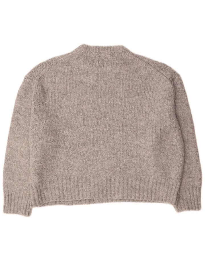Zara Suéter De Cuello Redondo De Gran Tamaño para Mujer UK 44 Acrílico Gris Medio