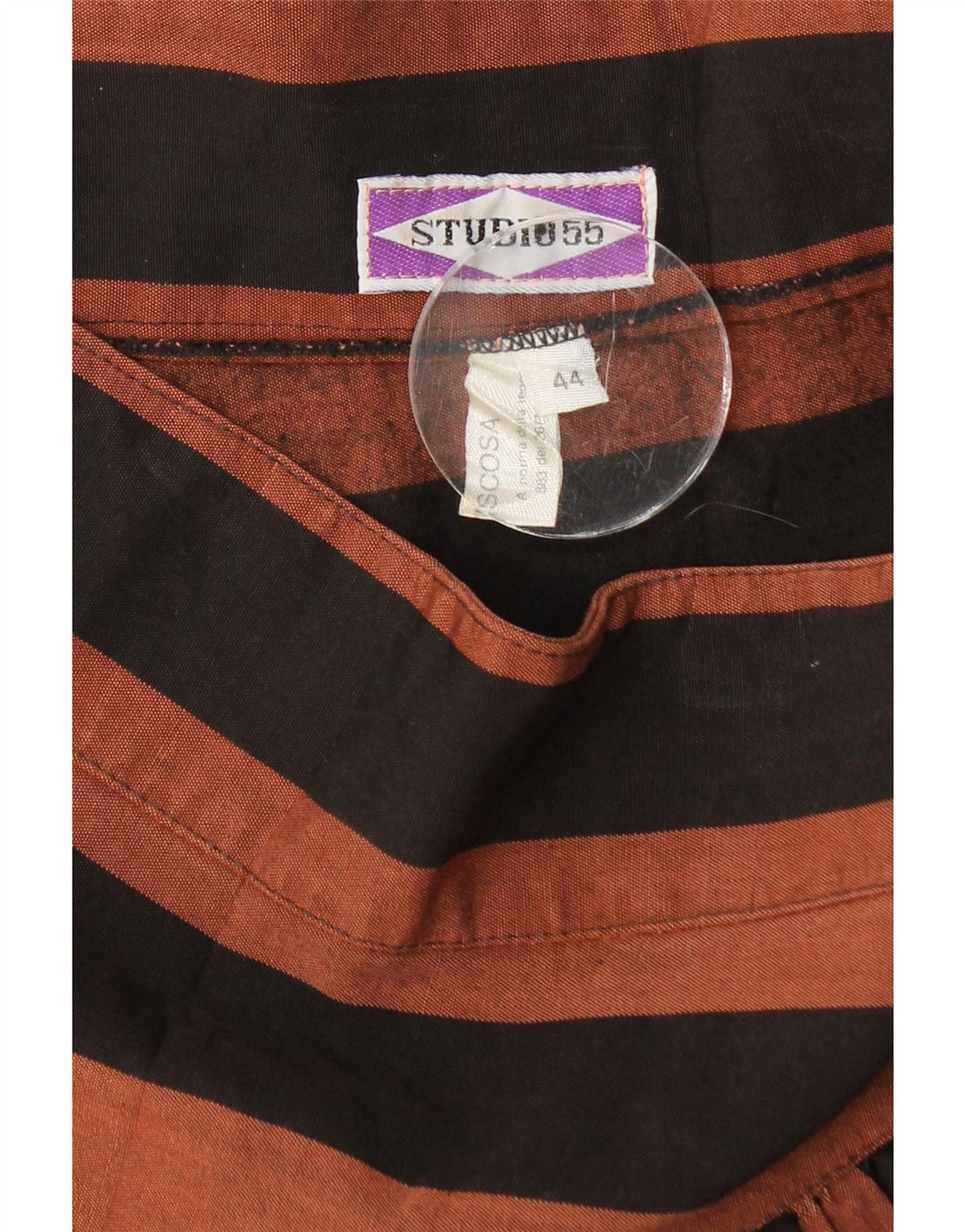 VINTAGE Minifalda plisada para mujer IT 44 Mediana W28 Viscosa a rayas marrones