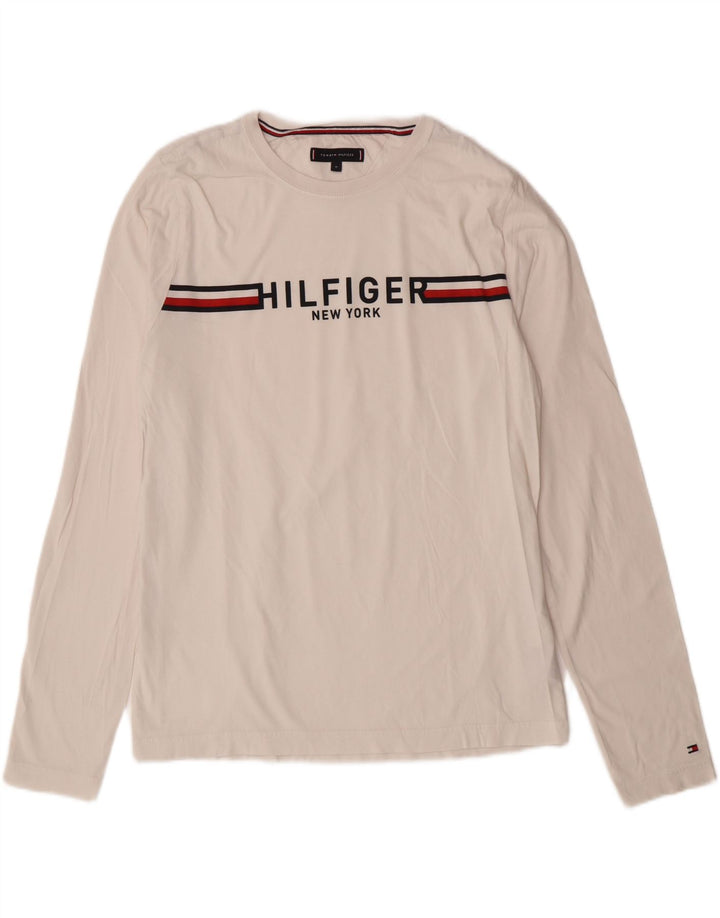 TOMMY HILFIGER Top gráfico de manga larga con rayas blancas medianas para hombre