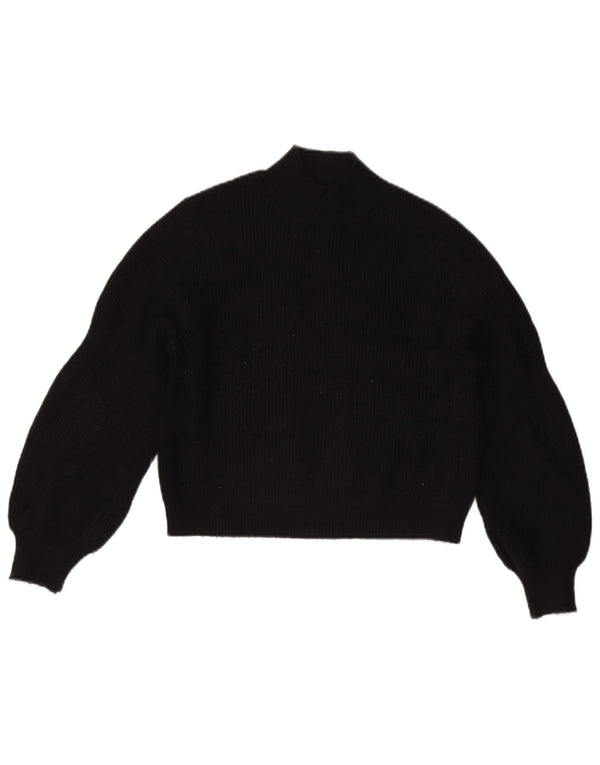 Zara Mujer Crop Turtle Neck Jumper Sweater UK 44 Large Viscosa Negra