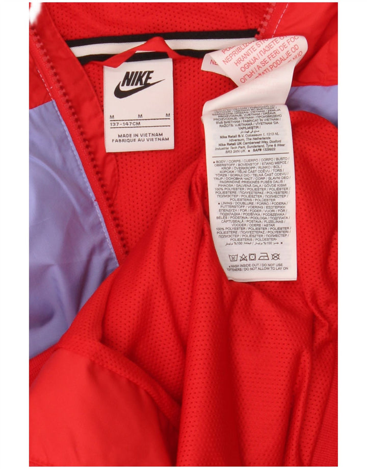 Nike Chaqueta impermeable con capucha para niños 10-11 años Poliéster color block rojo mediano