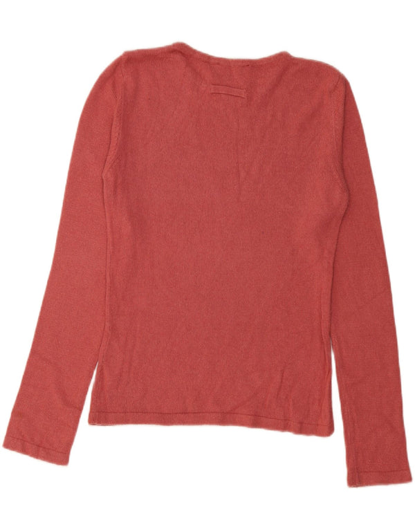 Timberland Womens Boat Neck Jumper Sweater UK 12 Medium Pink Viscose