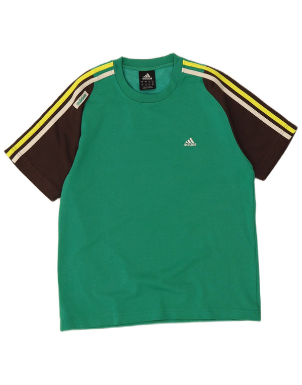 Adidas Hombre Camiseta Top Algodón Colorblock Verde Medio