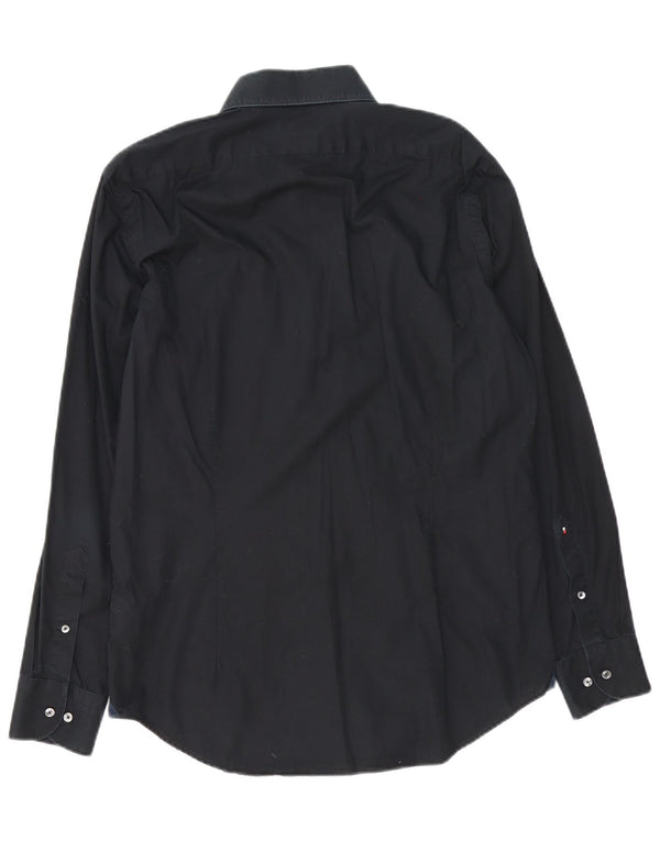 Tommy Hilfiger Camisa entallada para hombre Talla 40 15 1/2 Mediana Algodón negro