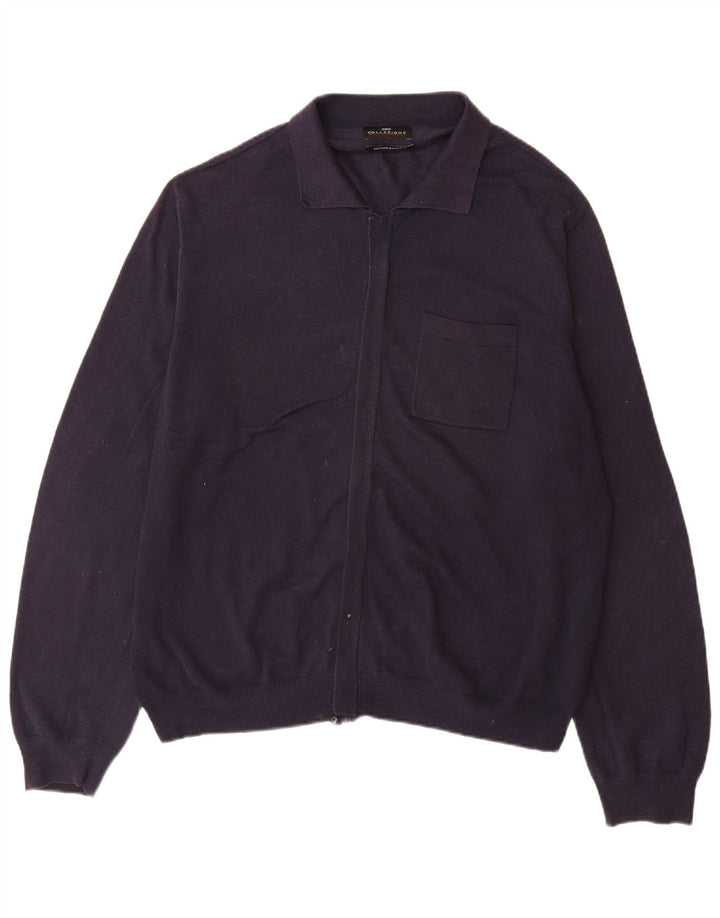 Marks & Spencer Suéter tipo cárdigan para hombre XL Algodón azul marino