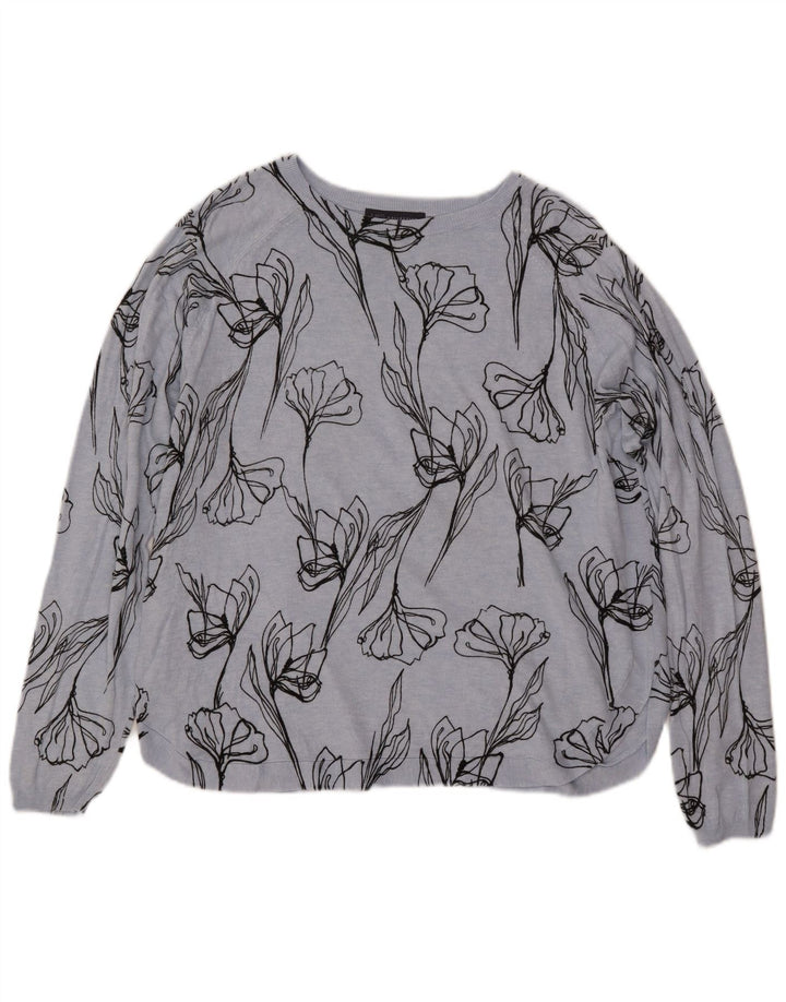 MARKS & SPENCER Suéter tipo jersey con cuello barco para mujer UK 40 XL Azul Floral