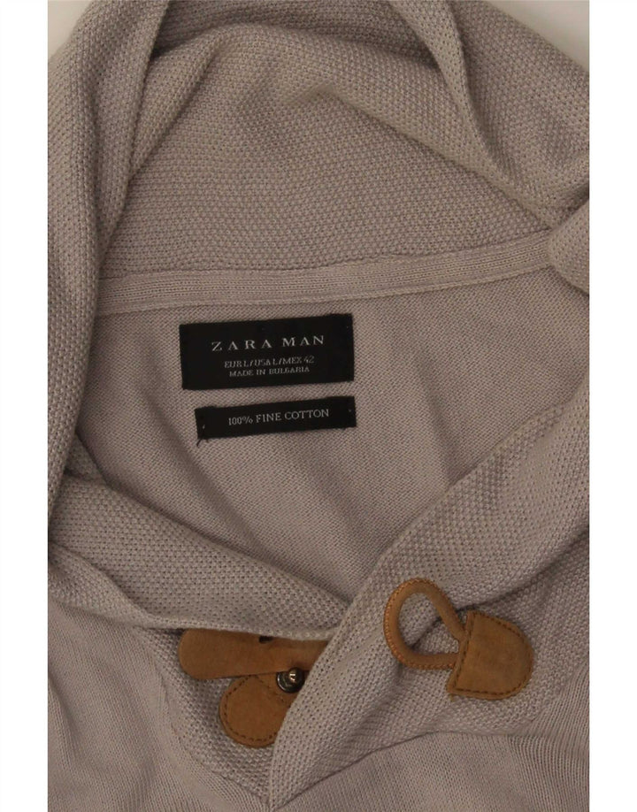 Zara Hombre Jersey Con Cuello Chal Jersey Grande Gris Algodón