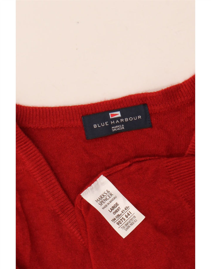 MARKS & SPENCER Suéter con cuello en V Blue Harbor para hombre Acrílico rojo grande