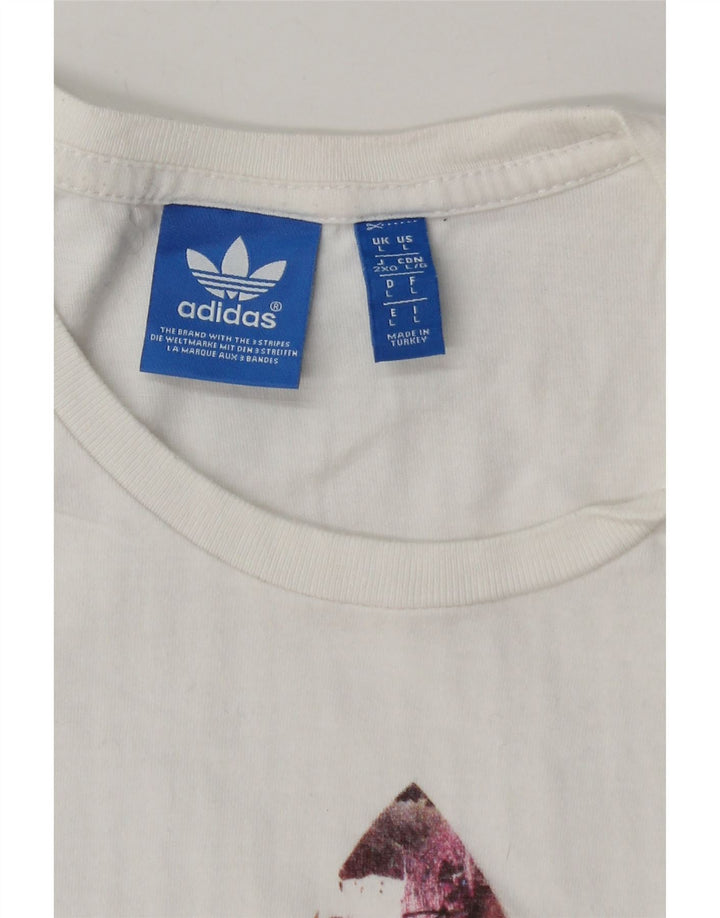 Adidas - Camiseta gráfica para hombre, talla grande, color blanco