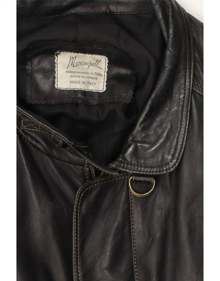 Vintage chaqueta de cuero para hombre Reino Unido 44 2XL negro