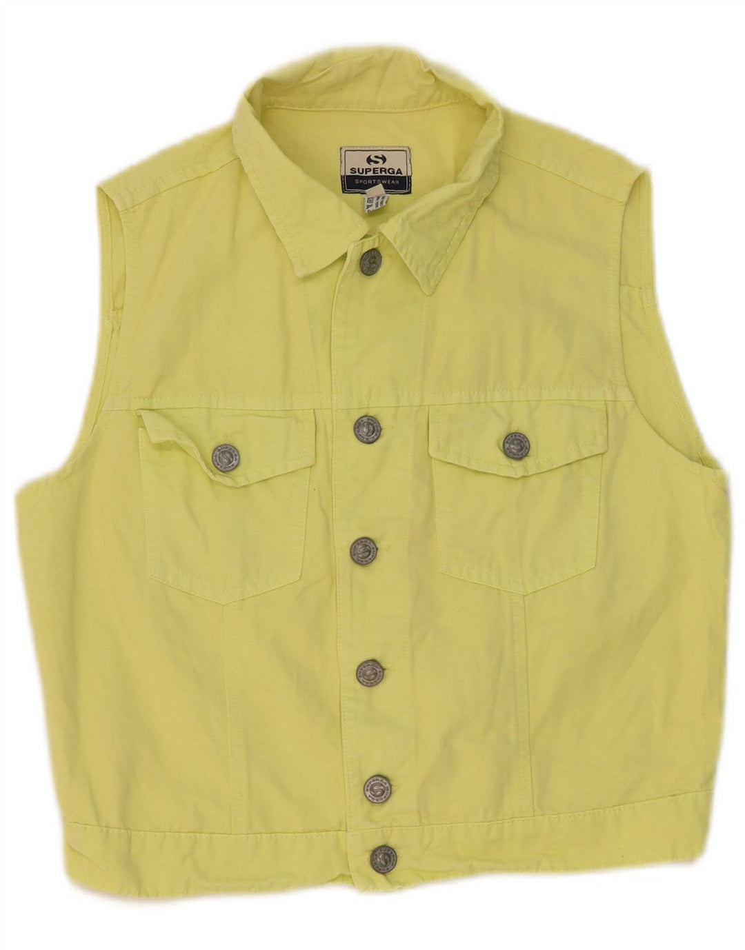 Superga Mujer Crop Denim Chaleco IT 44 Algodón Amarillo Medio