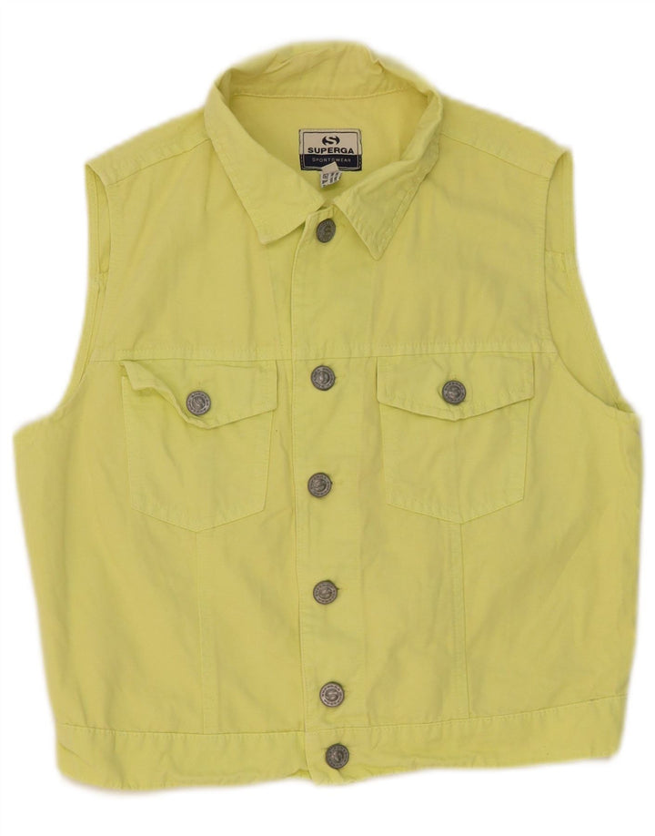 Superga Mujer Crop Denim Chaleco IT 44 Algodón Amarillo Medio
