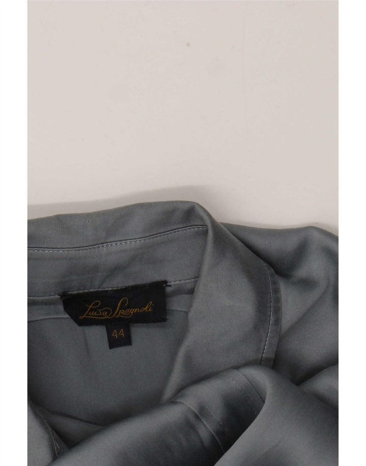 Luisa Spagnoli Blusa camisera para mujer IT 44 Grande Seda Gris