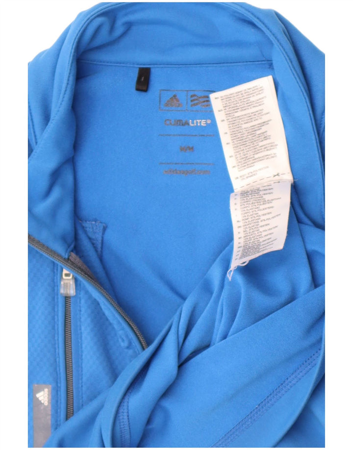 Adidas Mens Climalite Zip Neck Jersey Chándal Top Medio Azul Poliéster