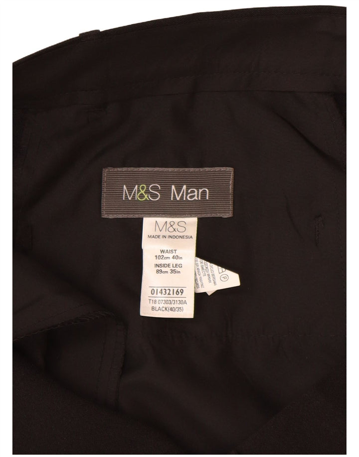 Marks & Spencer Pantalón chino recto para hombre W40 L35 Poliéster negro