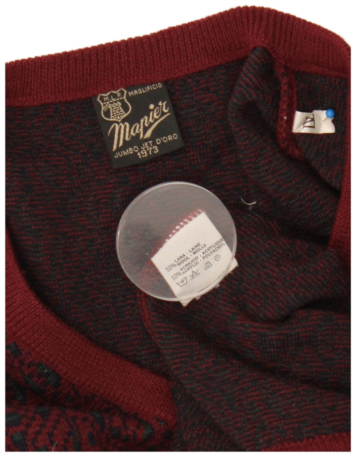 Mapier Jersey con Cuello en V para Hombre Lana Fair Isle Burdeos Medio