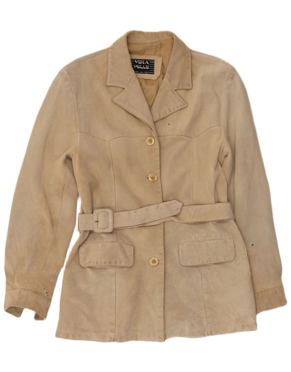Chaqueta de ante vintage para mujer UK 12 Mediana Beige de cuero