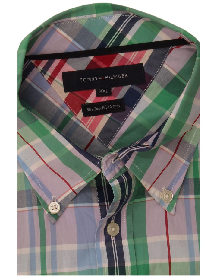 Tommy Hilfiger Camisa para hombre 2XL Algodón a cuadros multicolor