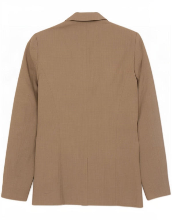 Zara Mujer Chaqueta Blazer De 1 Botón UK 10 Small Algodón Beige