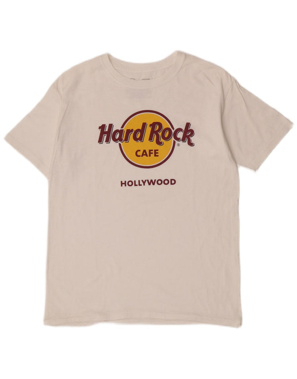 Hard Rock Cafe - Camiseta con gráfico de Hollywood para hombre, talla grande, algodón blanco
