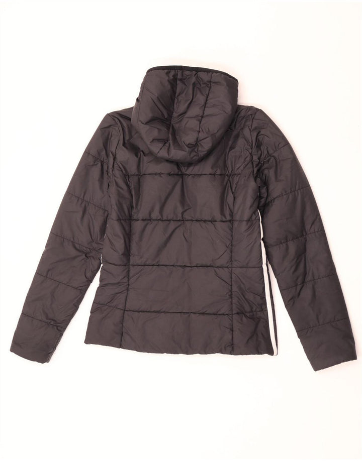 Adidas Chaqueta acolchada con capucha para mujer UK 12 Mediana Negro Poliéster