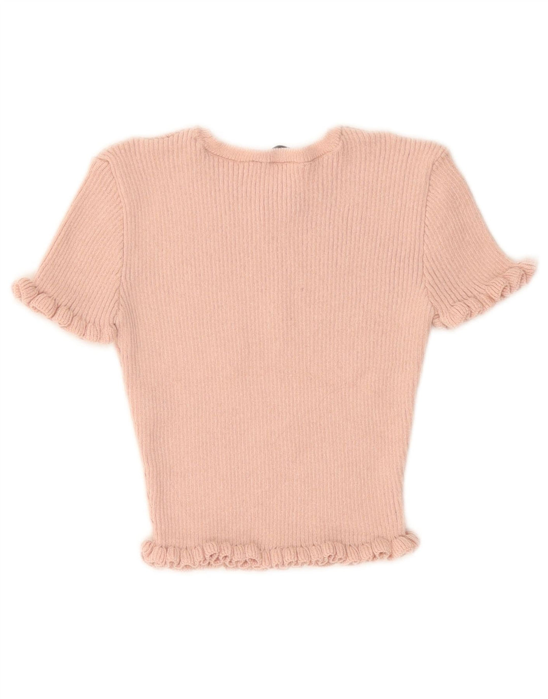 Zara Mujer Crop Blusa Top UK 10 Small Rosa Poliéster