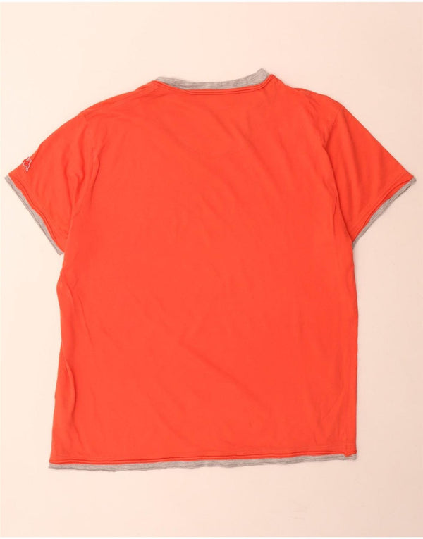 Kappa Hombre Camiseta Gráfica Top XL Naranja Colorblock Algodón
