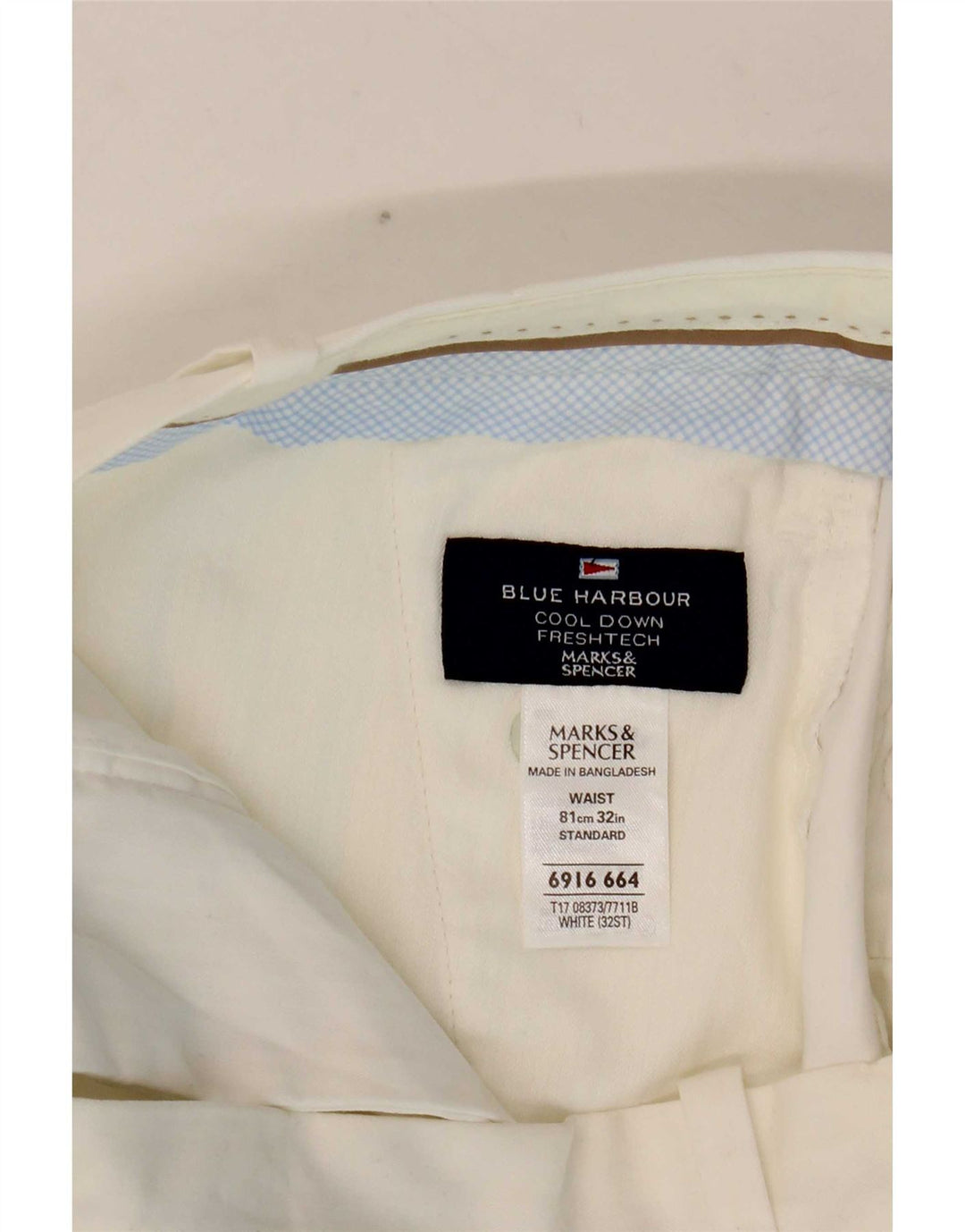 Marks & Spencer Pantalones cortos chinos Harbor azul para mujer W32 Algodón blanco grande