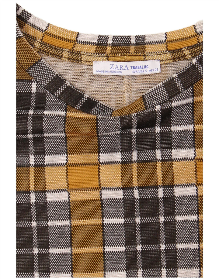 Zara Mujer Trafaluc Vestido Recto UK 10 Small Yellow Check