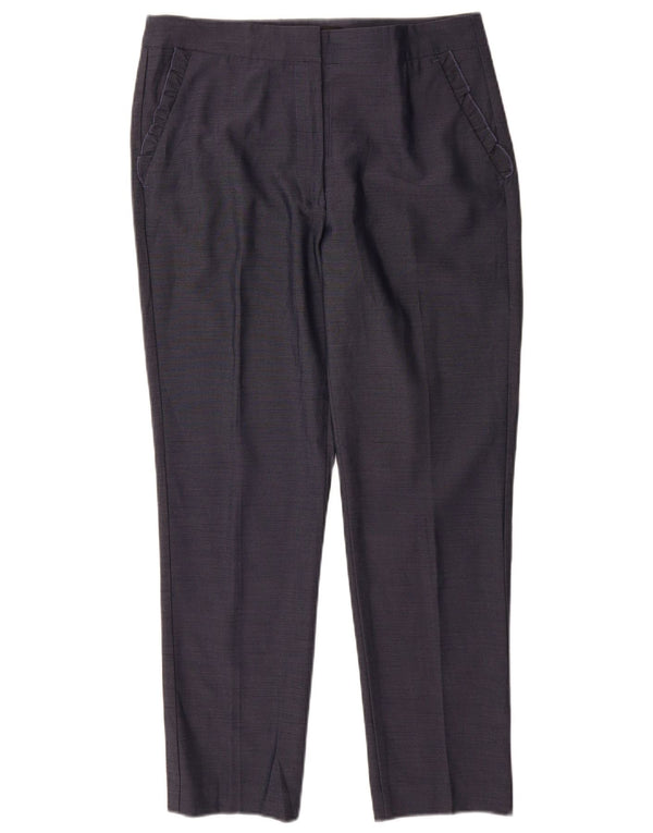 Zara Mujer Pantalón De Traje Recto De Cintura Alta Grande W30 L29 Azul Marino