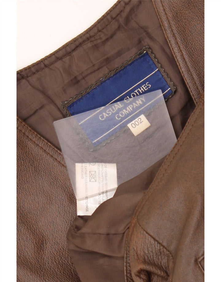 Chaleco de cuero vintage para hombre pequeño cuero marrón