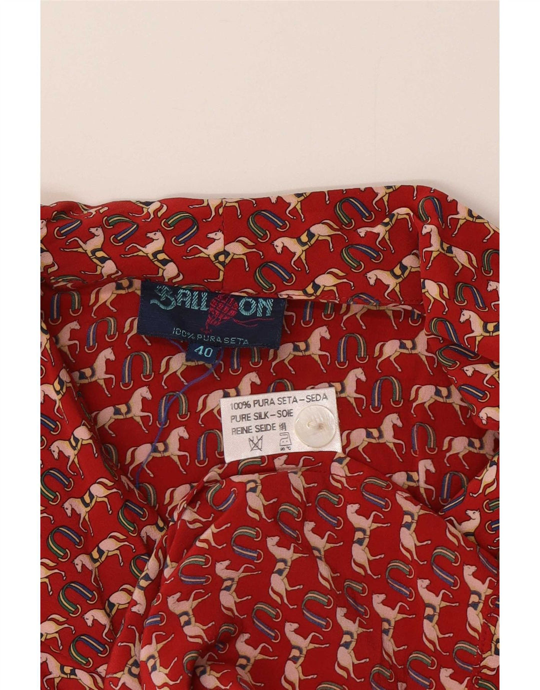 Ball On Blusa camisera con estampado abstracto para mujer EU 40 Seda roja mediana