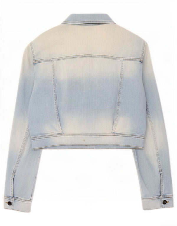 Benetton Chaqueta Vaquera Corta para Mujer UK 44 Grande Algodón Azul