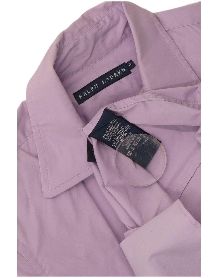 Ralph Lauren Camisa para mujer US 6 Medio Algodón Púrpura